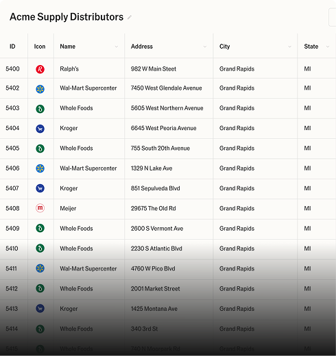 Preview of custom data columns in the UI